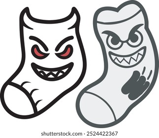 LOGOTIPO DE LA MASCOTA DE LOS CALCETINES DE LA CARA DEL MAL