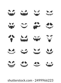  evil faces halloween vector set