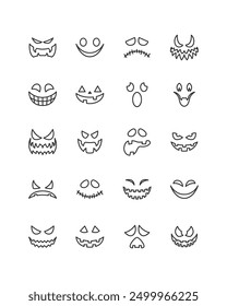  evil faces halloween vector set