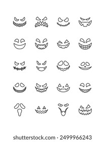  evil faces halloween vector set