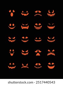  evil faces halloween vector set