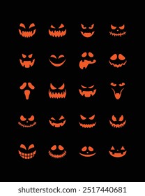  evil faces halloween vector set