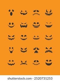  evil faces halloween vector set