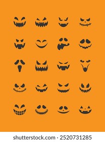  evil faces halloween vector set