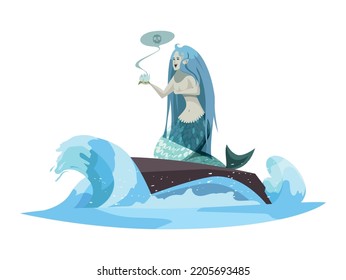 Evil Fairy Tale Character Concept With Sea Witch Mermaid Cartoon Vector Illustration