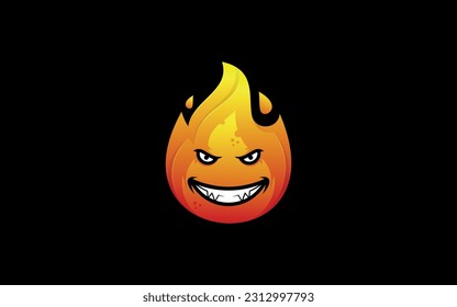 Evil fireball or burning flame mascot logo design vector template