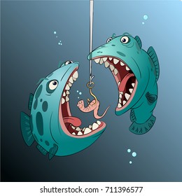 evil fish divide prey in the dark