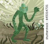 evil fish monster creature from the deep in swamp lagoon