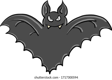 Evil flying bat, illustration, vector on white background