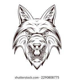 Evil fox. Vector illustration of a sketch  mascot for a sport team.
