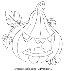 evil and frightening pumpkin on halloween