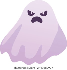 Evil ghost cartoon character. Scary spirit icon isolated on white background