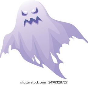 Evil ghost character. Scary face cartoon spirit isolated on white background