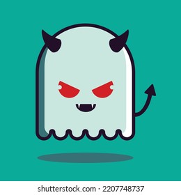 Evil ghost chartoon vector , happy Halloween