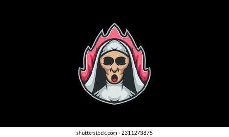 Evil Ghost nun head logo abstract vector template