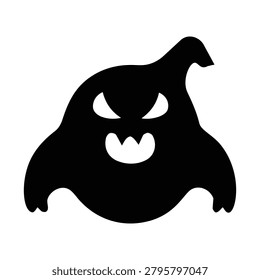 Evil Ghost with Pointed Top Black Silhouette – Scary Halloween Specter Character Icon