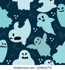 Evil ghosts seamless pattern. Spooky monsters. Vector illustration	