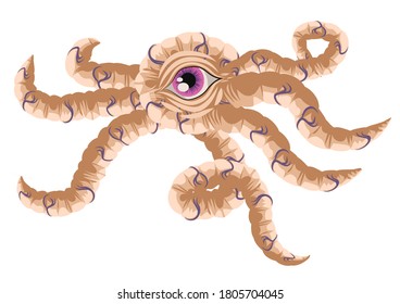 evil giant monter creature beholder with tentacles