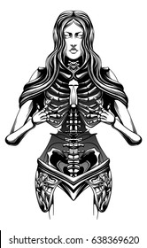 evil girl , instead of the body skeleton