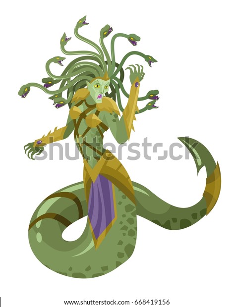 Evil Gorgon Medusa Stock Vector (Royalty Free) 668419156