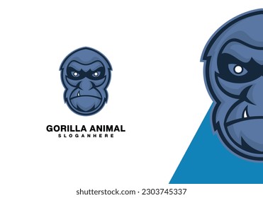 plantilla de vector monograma abstracto del logotipo de diseño de gorila malvada