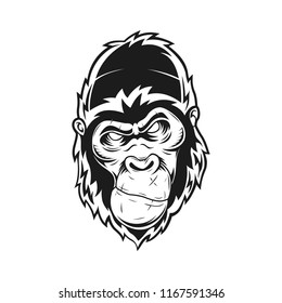 evil gorilla vector illustration with black and white style