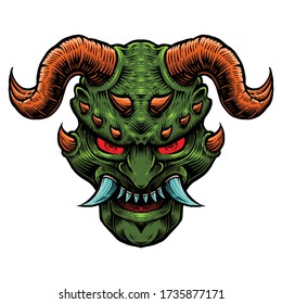 evil green head with red eye artwork illustration 