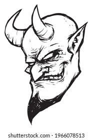 the evil grinning face of the bald devil