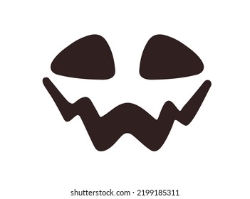 Evil Halloween face stencil. Creepy spooky ghost monster silhouette with scary happy emotion, expression. Helloween holiday character laughing. Flat vector illustration isolated on white background