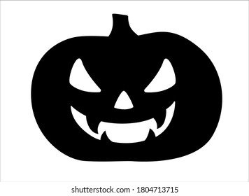 Evil Halloween Pumpkin - Black vector silhouette for pictogram or logo. Jack's Lantern - sign or icon. Pumpkin with a scary face.