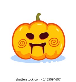 Evil Halloween Pumpkin with carved eyes and mouth. Decoration of the autumn holiday, a symbol of horror. Vector illustration.