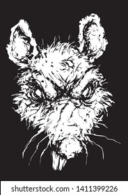 the evil head of a demonic zombie rat