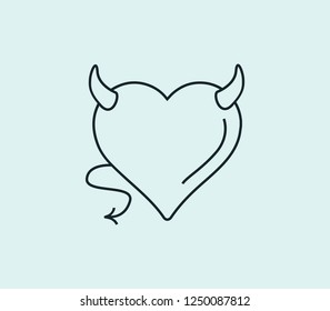 Evil heart icon line isolated on clean background. Evil heart icon concept drawing icon line in modern style. Vector illustration for your web mobile logo app UI design.
