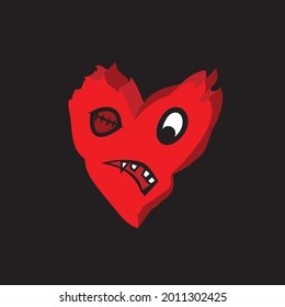evil heart on black background