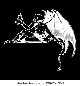 Evil Hell Satan Monster Horned Devil Demon Horns Horror Scary Wings Vector