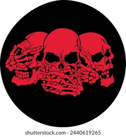 Evil Horror Skulls Cartoon Vector