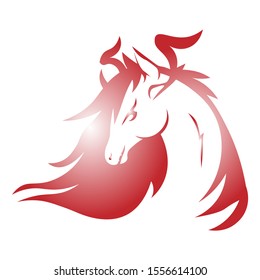 Evil Horse Vector Illustration Isolated in White Background