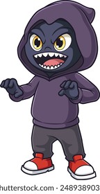 Evil humanoid scaring someone vector illustration