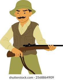 The Evil Hunter Cartoon Vector Illustration