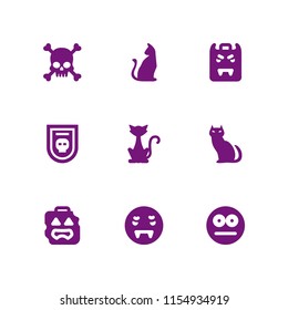 evil icon. 9 evil set with halloween black cat, skull, horror and halloween vector icons for web and mobile app