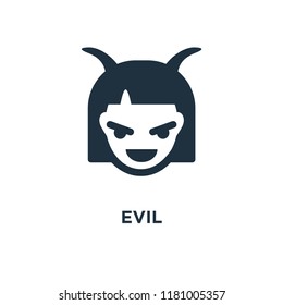 Evil icon. Black filled vector illustration. Evil symbol on white background. Can be used in web and mobile.