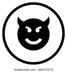 evil Icon. Flat style Circle Shape isolated on white background. Vector illustration