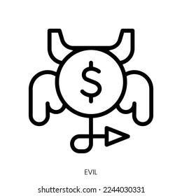 evil icon. Line Art Style Design Isolated On White Background