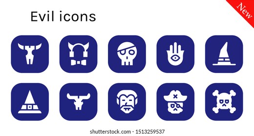 evil icon set. 10 filled evil icons.  Collection Of - Skull, Devil, Hamsa, Witch, Dracula icons