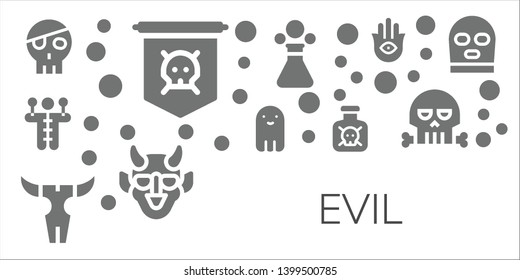 evil icon set. 11 filled evil icons.  Simple modern icons about  - Skull, Jolly roger, Voodoo doll, Ghost, Toxic, Poison, Hannya, Hamsa, Balaclava