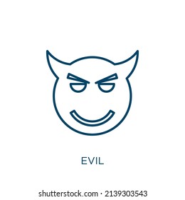 evil icon. Thin linear evil outline icon isolated on white background. Line vector evil sign, symbol for web and mobile