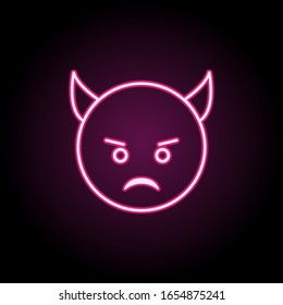 Evil imp neon icon. Simple thin line, outline vector of emoji icons for ui and ux, website or mobile application