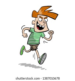 evil kid running and laughing