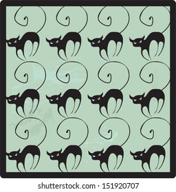 Evil kitties, Halloween background, vector illustration