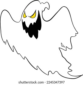 Evil laughing flying white ghost